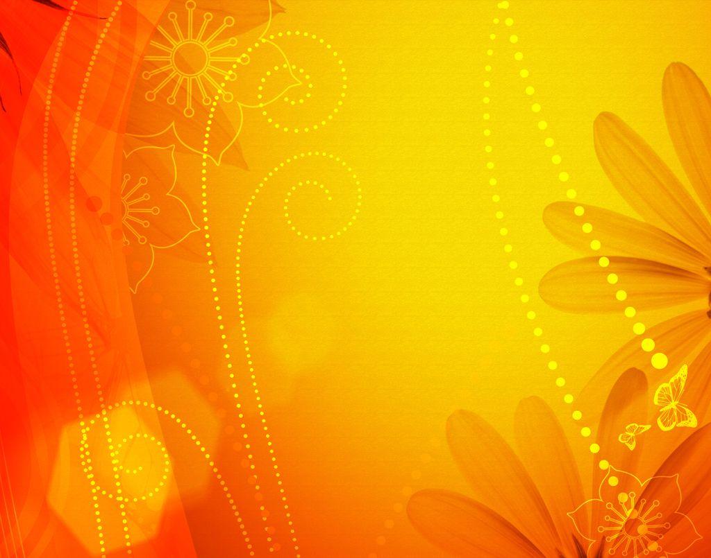 Orange Floral Summer Background For PowerPoint PPT