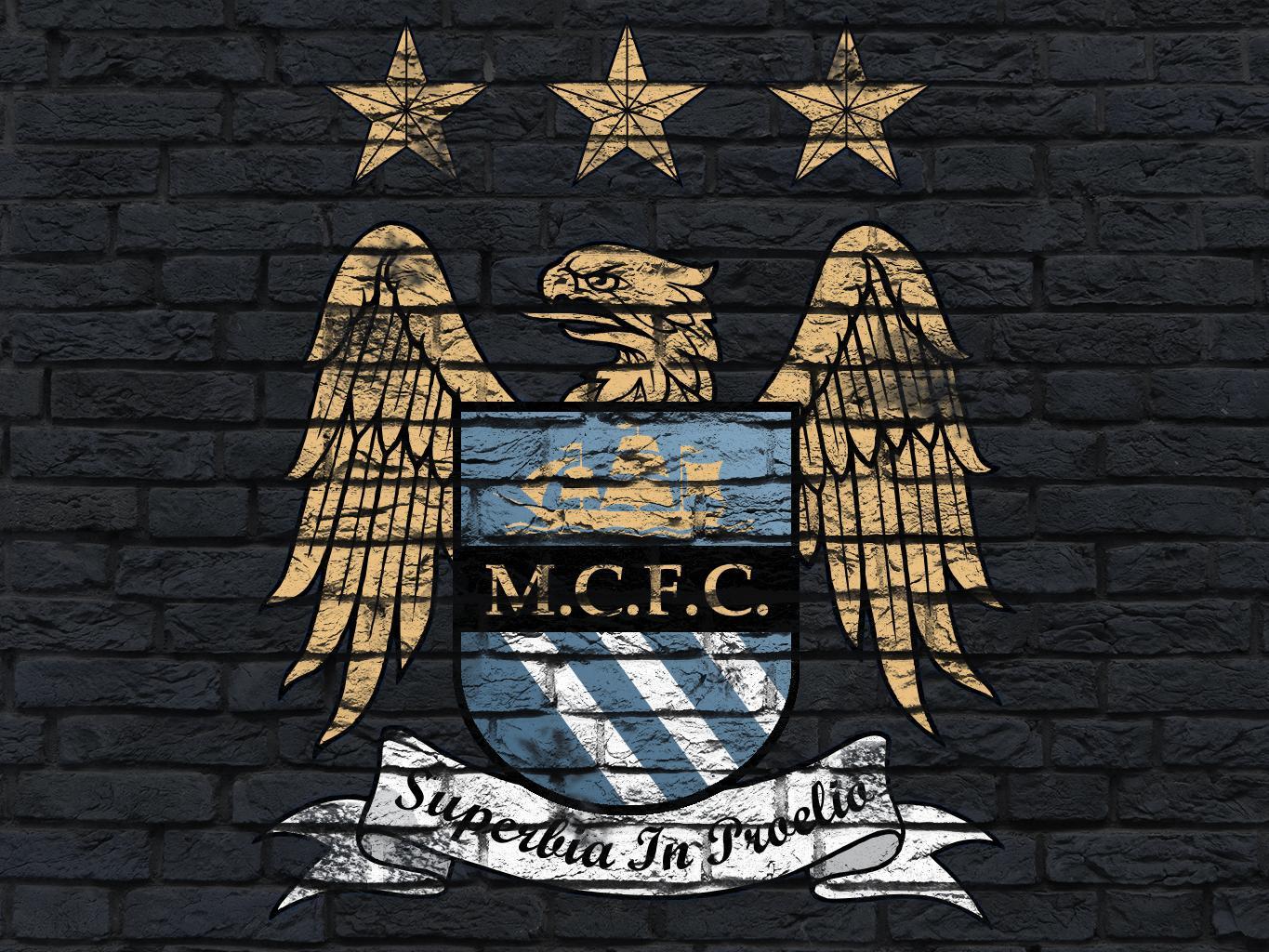 Manchester City Logo Wall Black Background Wal Wallpaper