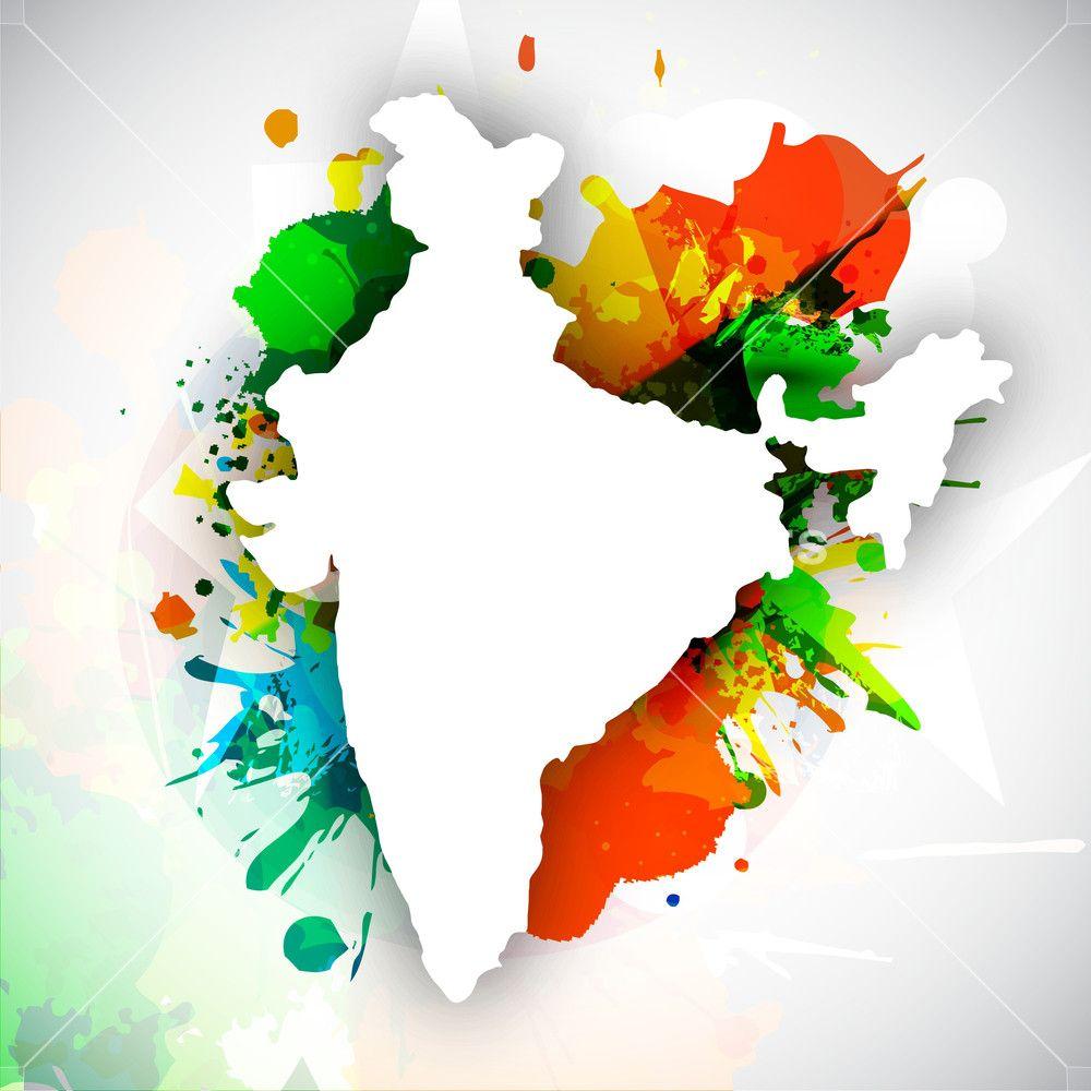 Republic Of India Map In Indian Flag Color. Royalty Free Stock