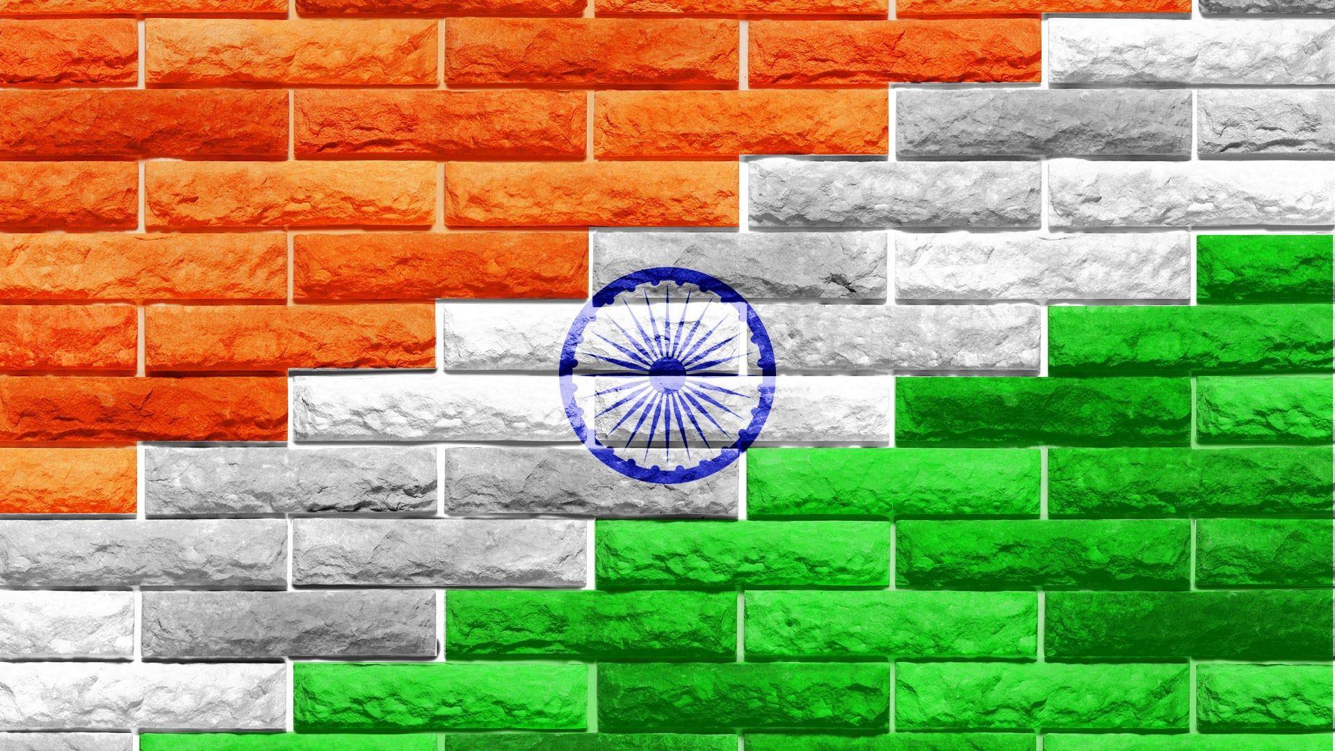 indian flag on wall wide HD wallpaper. ololoshka