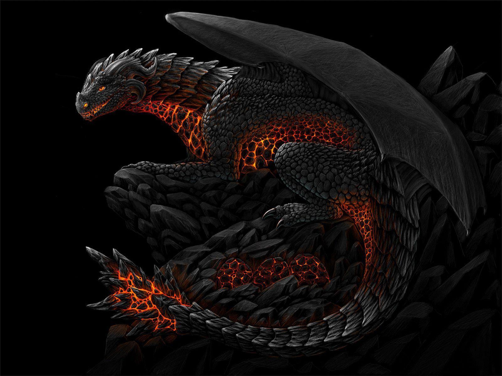 3D Fire And Stone Dragon Wallpaper. HD 3D and Abstract