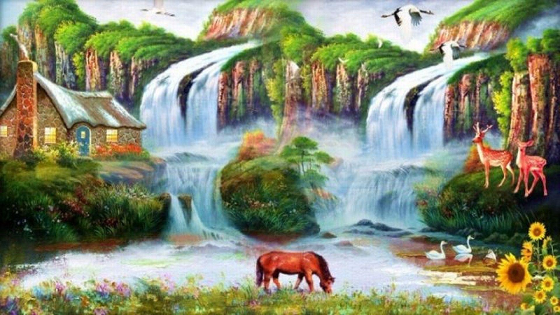 Beauty Nature Water Fall HD For Desktop Full Wallpaper Of Pc Pics