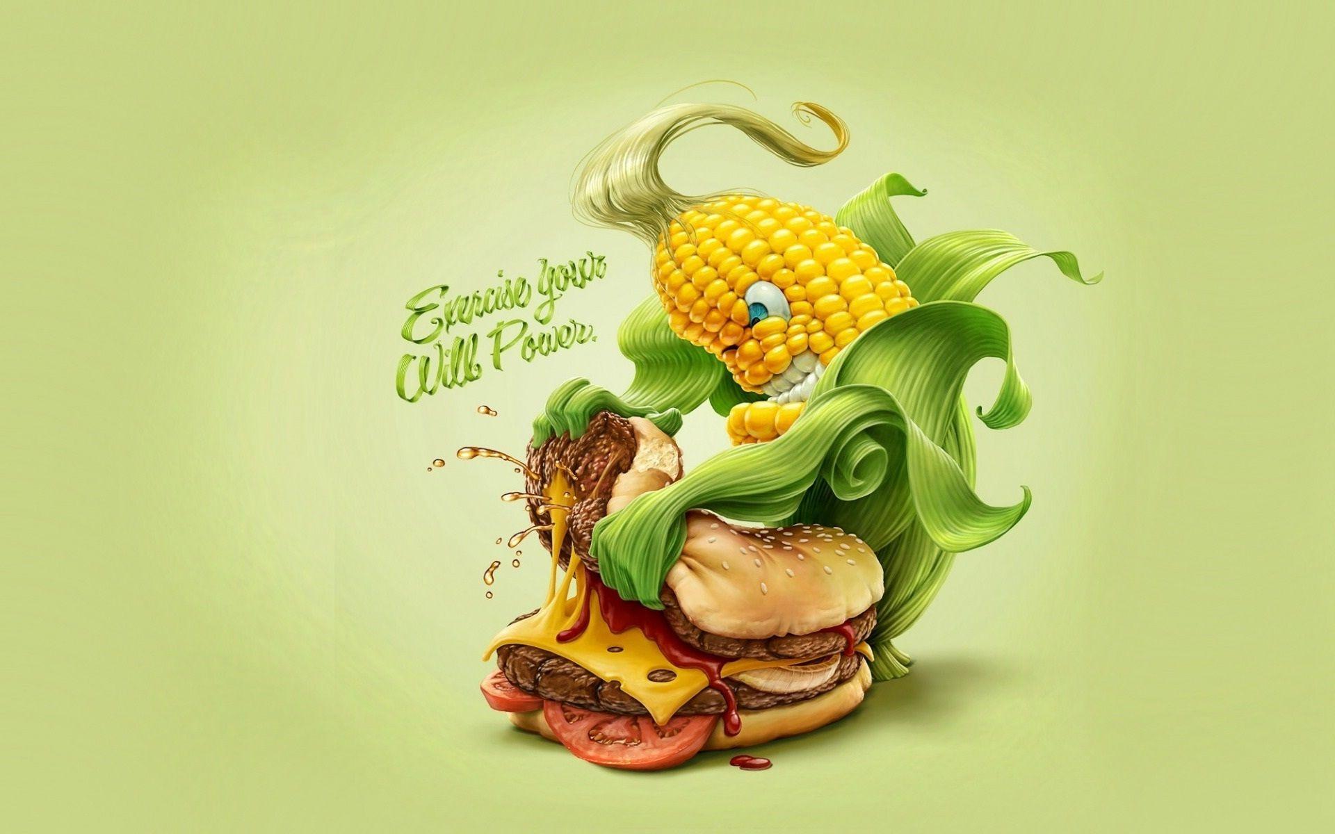 Corn And Fast Food Funny Animation Wallpaper. HD Wallpaper Rocks
