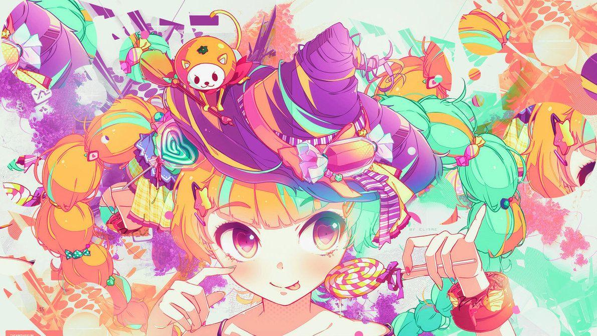 Wallpaper Colorful Kawaii Witch And Sweet By Nagamii Chan