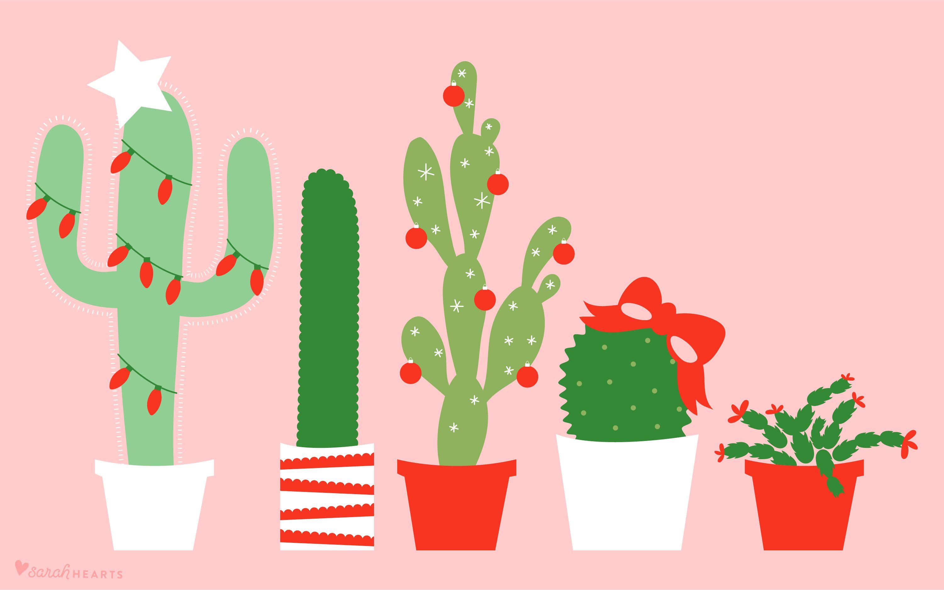December 2017 Christmas Cactus Calendar Wallpaper