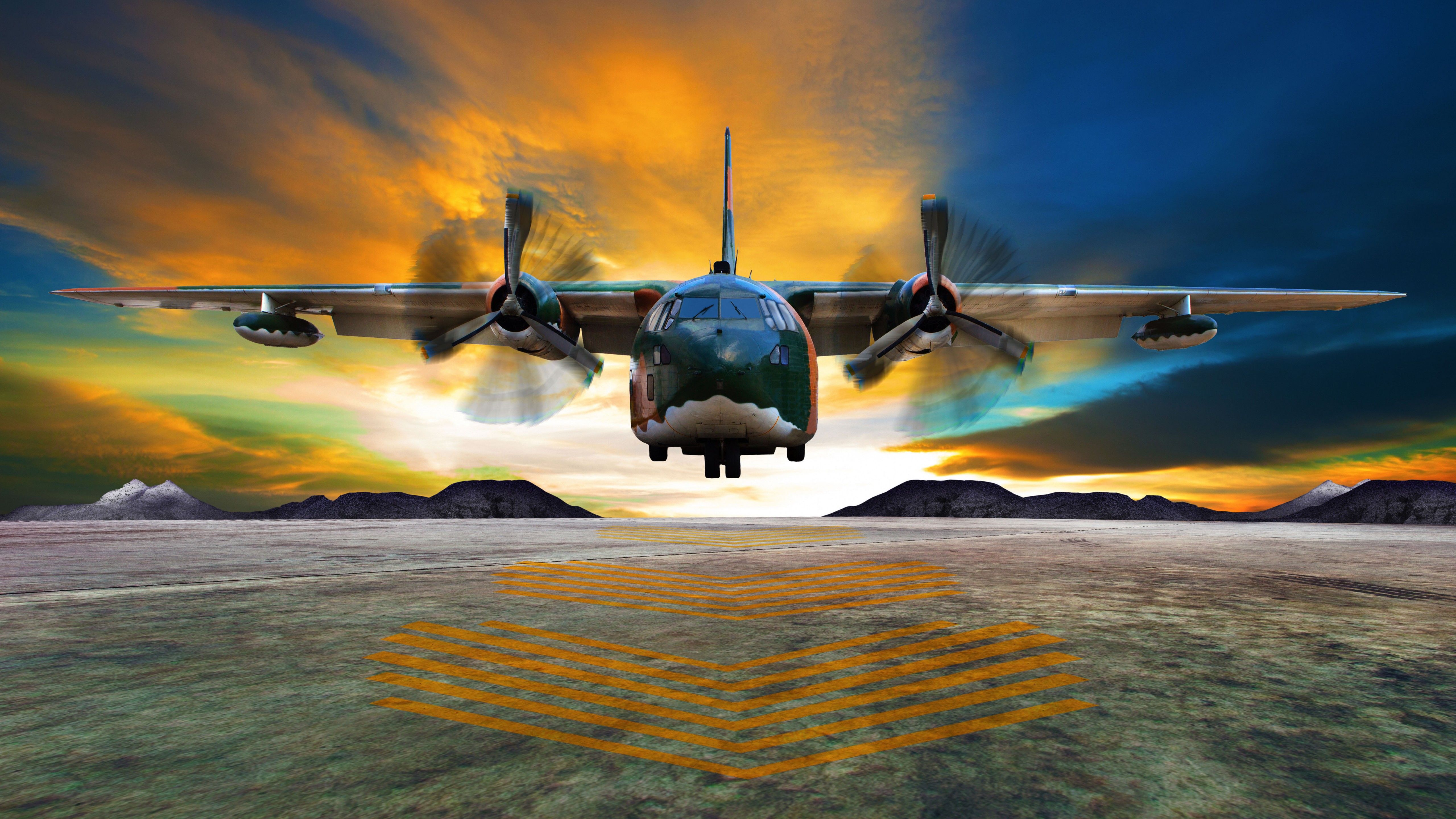 Wallpaper Lockheed C 130 Hercules, Transport Aircraft, Landing