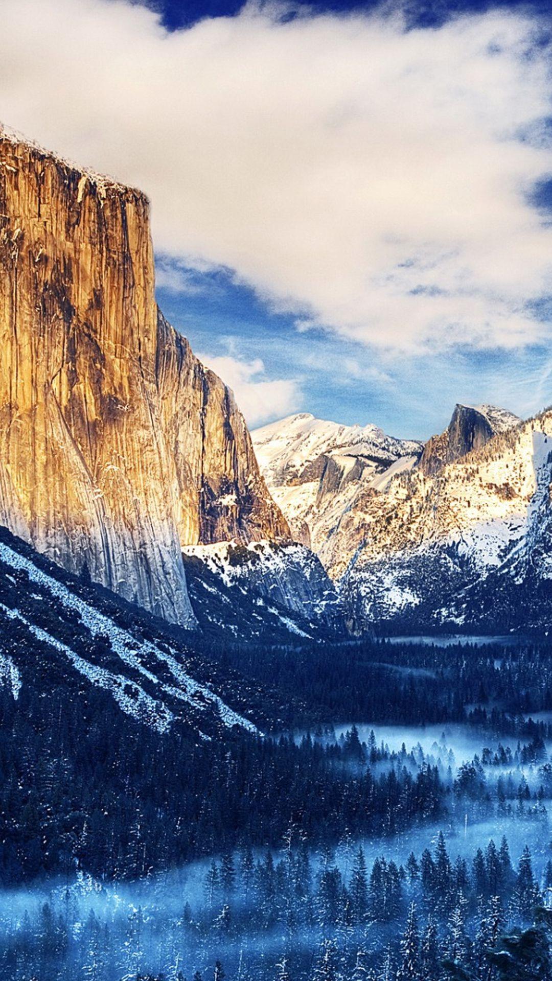 Yosemite National Park Winter Landscape iPhone 6 Plus HD Wallpaper. iPhone wallpaper winter, iPhone wallpaper landscape, Landscape wallpaper