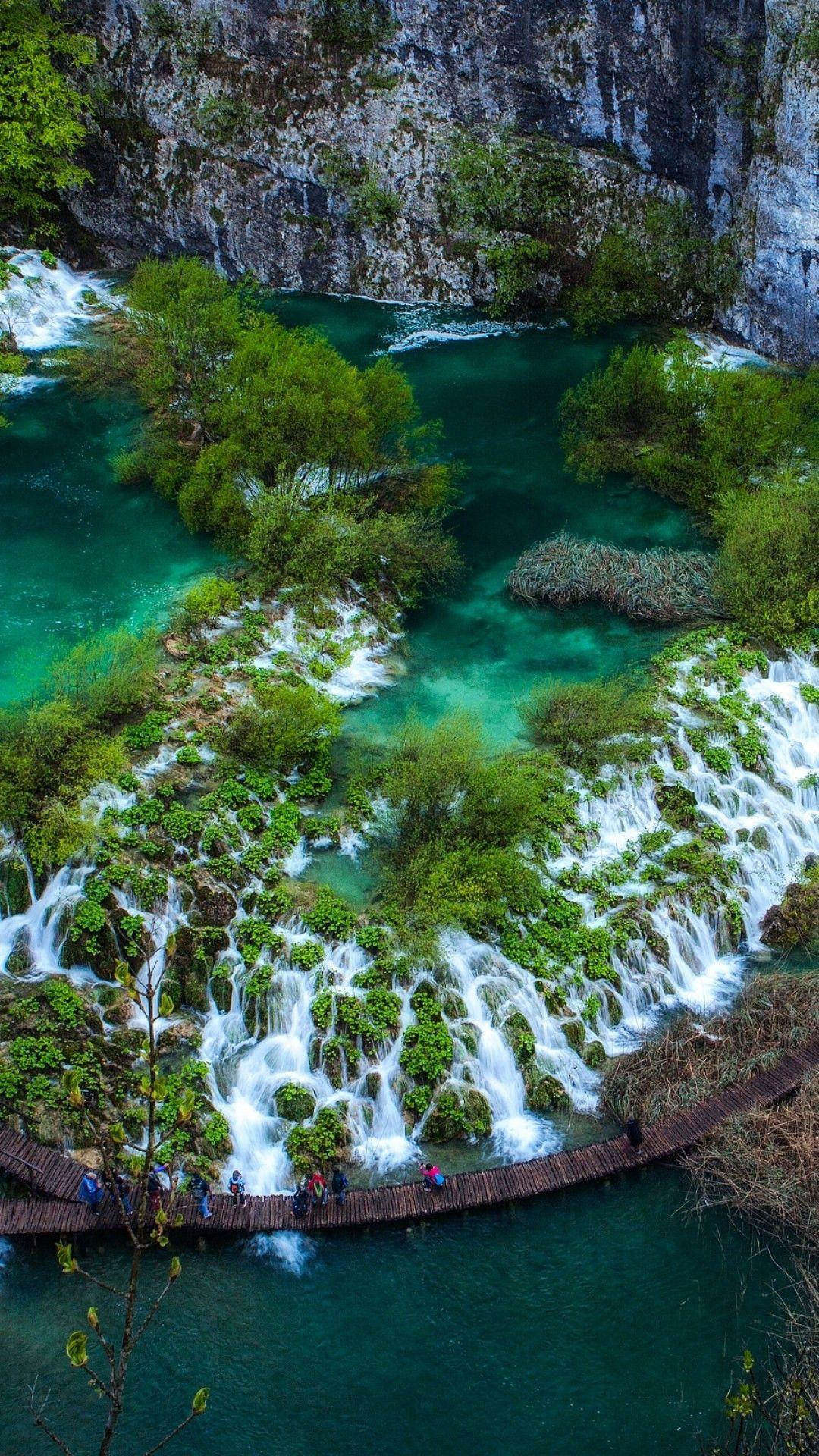 Download 1080x1920 Croatia, Plitvice Lakes National Park, Waterfalls