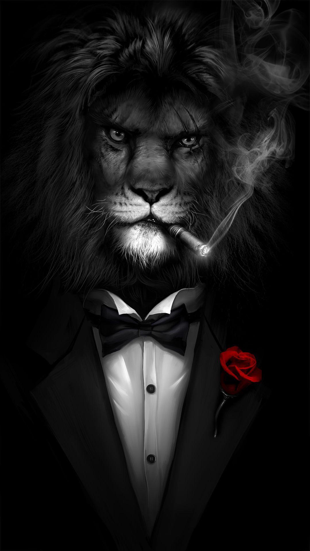 Lion in a black suit， very cool live wallpaper!. Android live