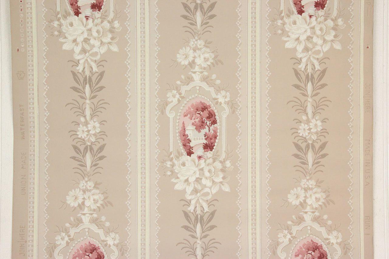 1930s Vintage Wallpaper Cameo Scenic Red's Vintage Wallpaper