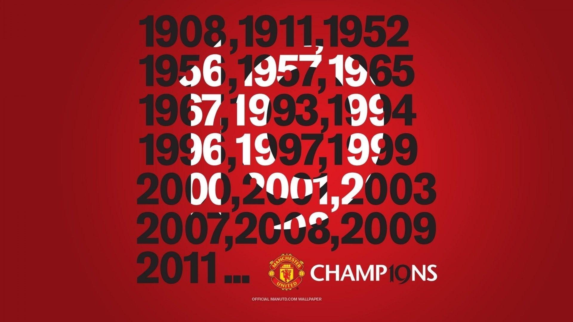 Download Wallpaper 1920x1080 manchester united, champions, year