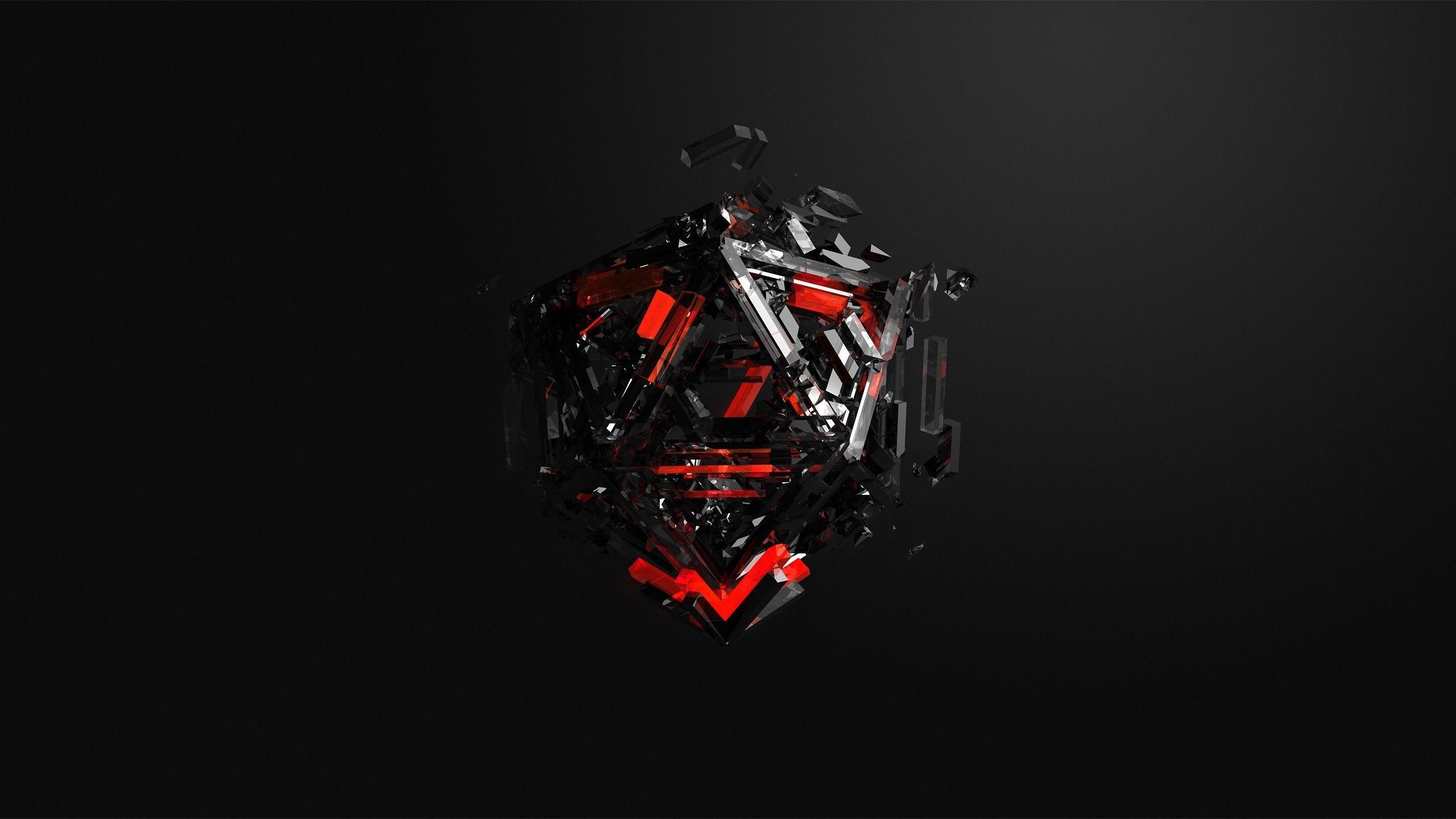 Wallpaper, black, illustration, red, vehicle, CGI, cube, light