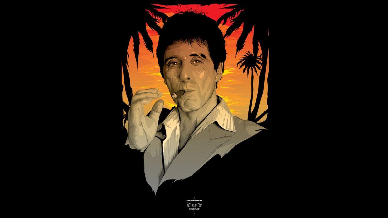 Scarface Al Pacino Tony Montana Black Cigar Smoking wallpaper