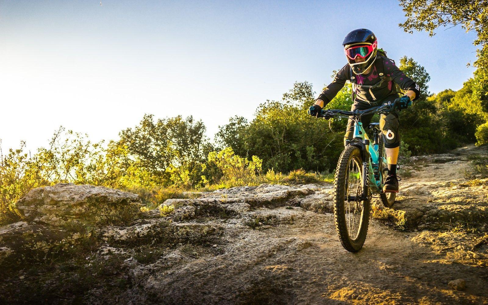 Wallpaper, vehicle, helmet, mountain bikes, women with bikes