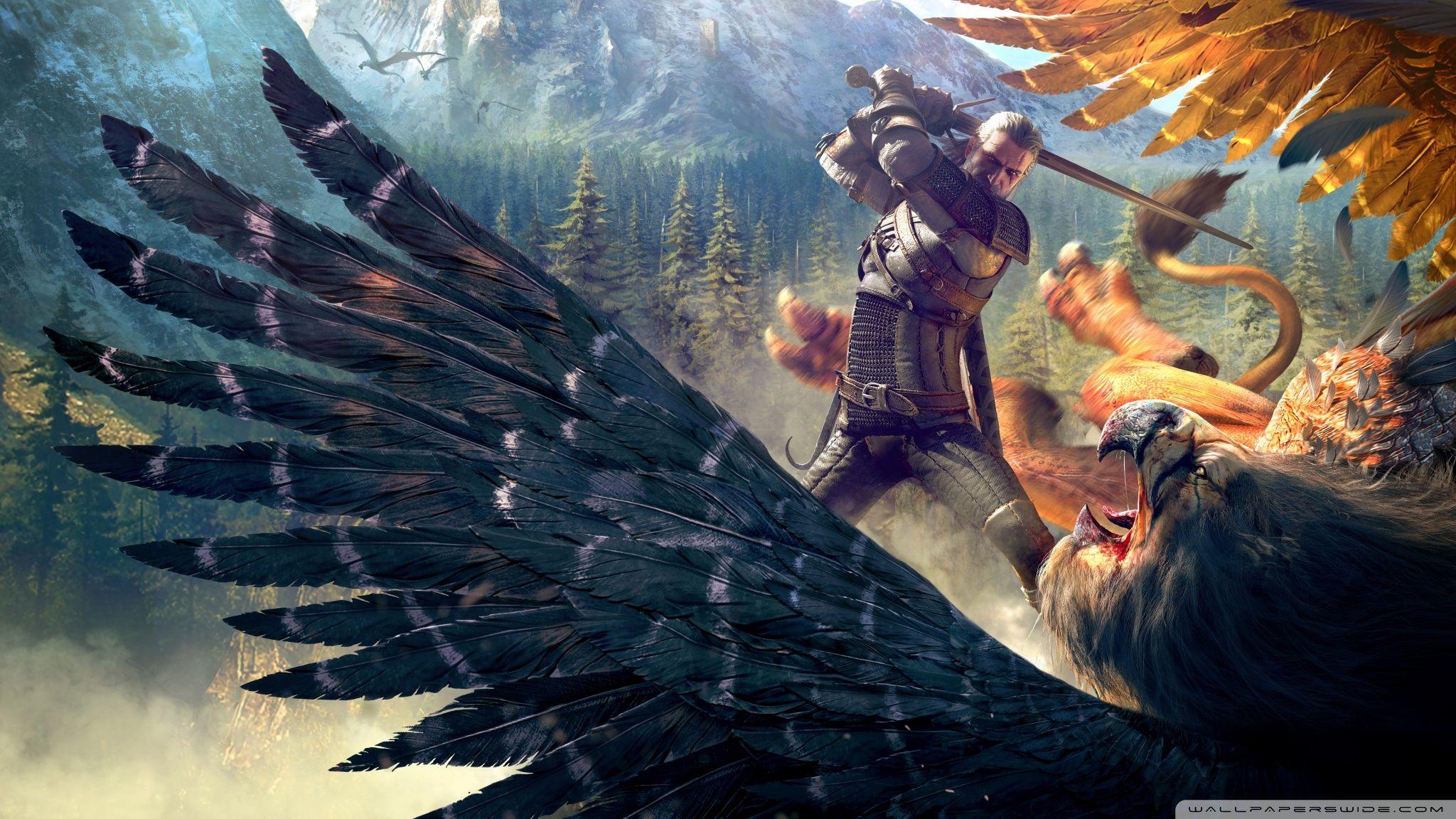 The Witcher 3 Wild Hunt Geralt and a Griffin ❤ 4K HD Desktop