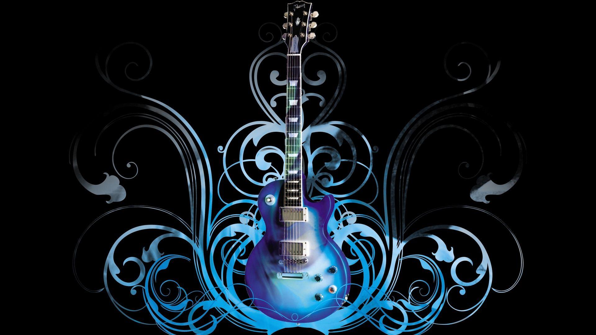 Download Wallpaper 1920x1080 Guitar, Blue, Pattern, Style Full HD