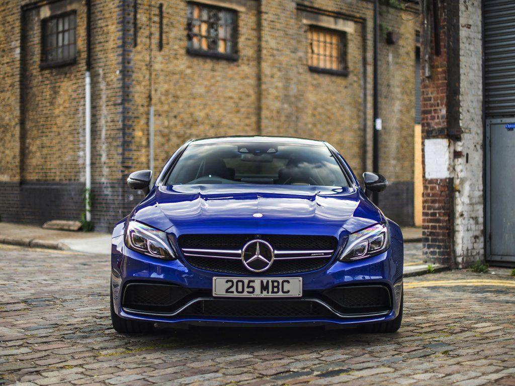 Desktop Wallpaper Front, Blue, Luxury Car, Mercedes Benz C Class, HD