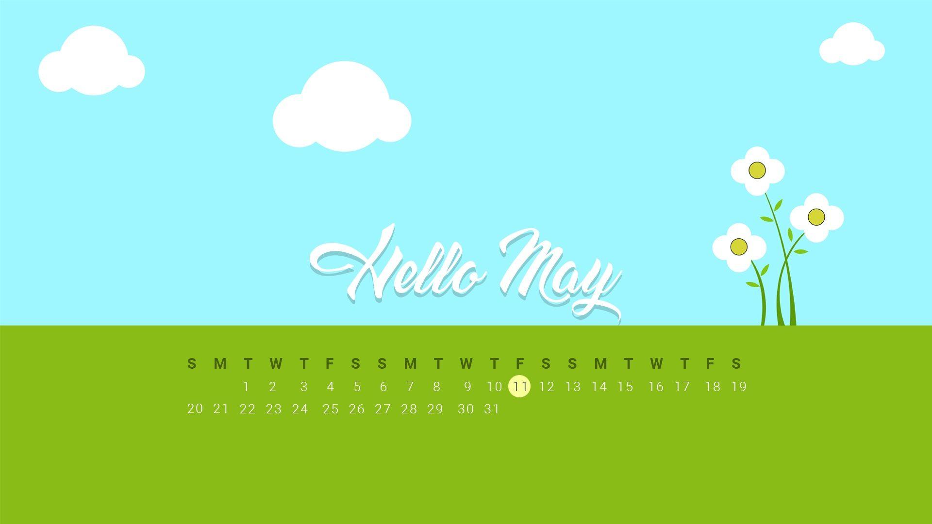 May 2018 Desktop Calendar Wallpaper