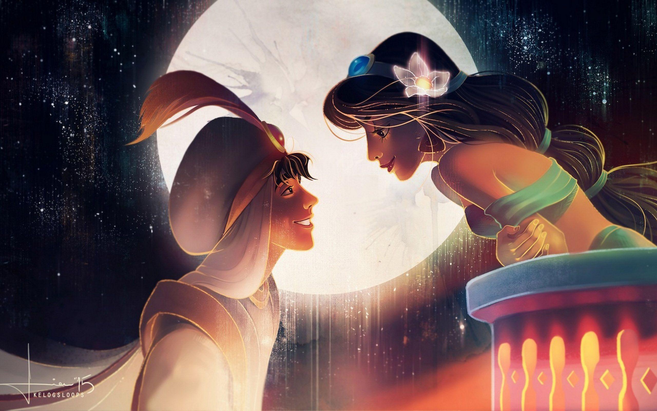 Jasmine Aladdin Arabian Nights Love Cartoon HD Background Wallpaper