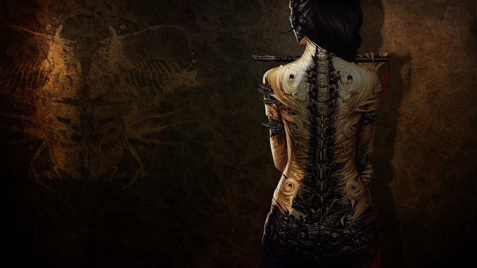 3D Girl With Tattoo Wallpaper. HD 3D and Abstract Wallpaper