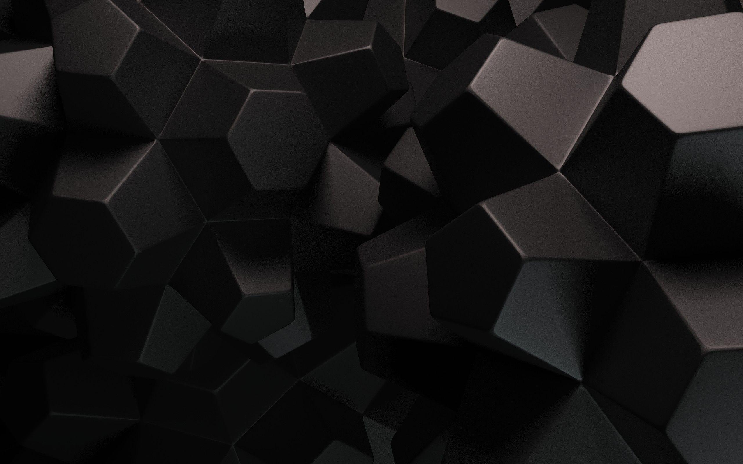 Black Dark Hexagons 3D Render Desktop Wallpapers
