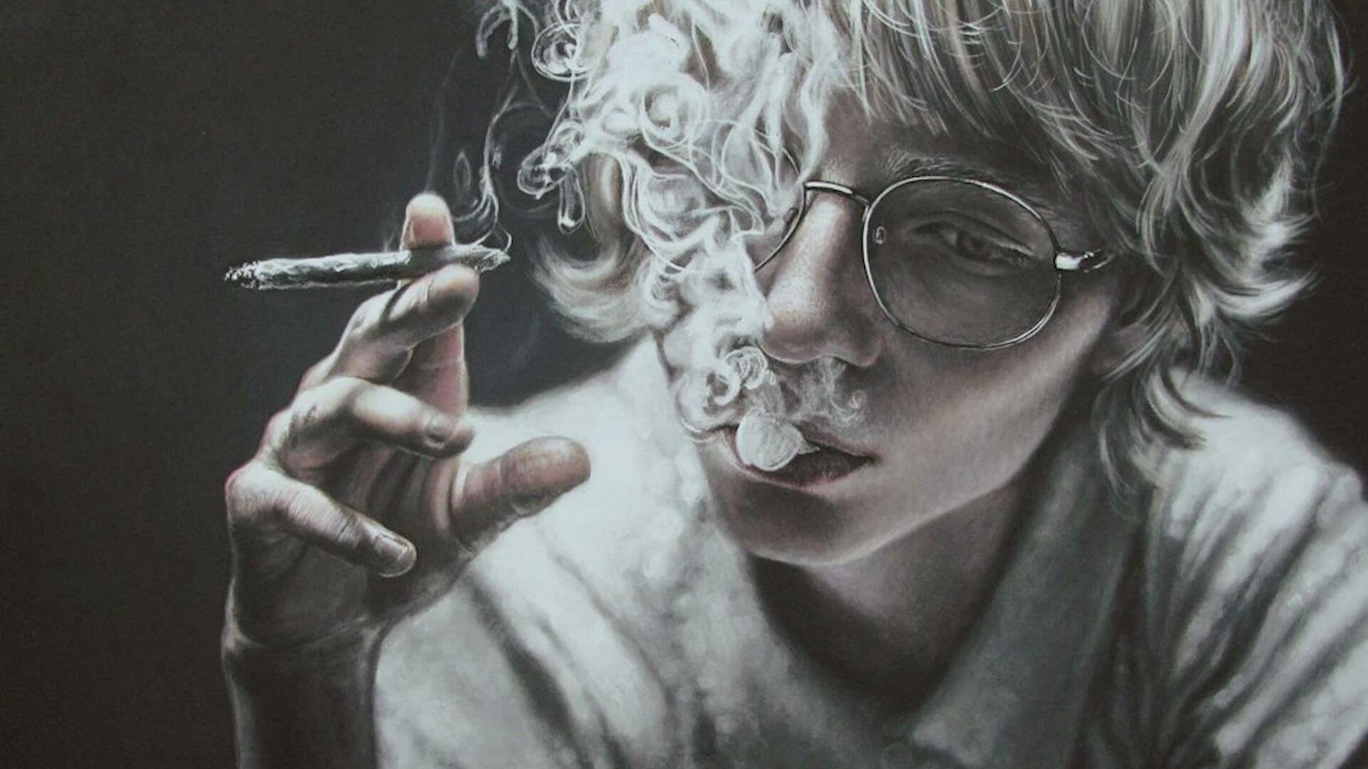 Smoking Face Portrait Art Wallpaper. Wallpaper Studio