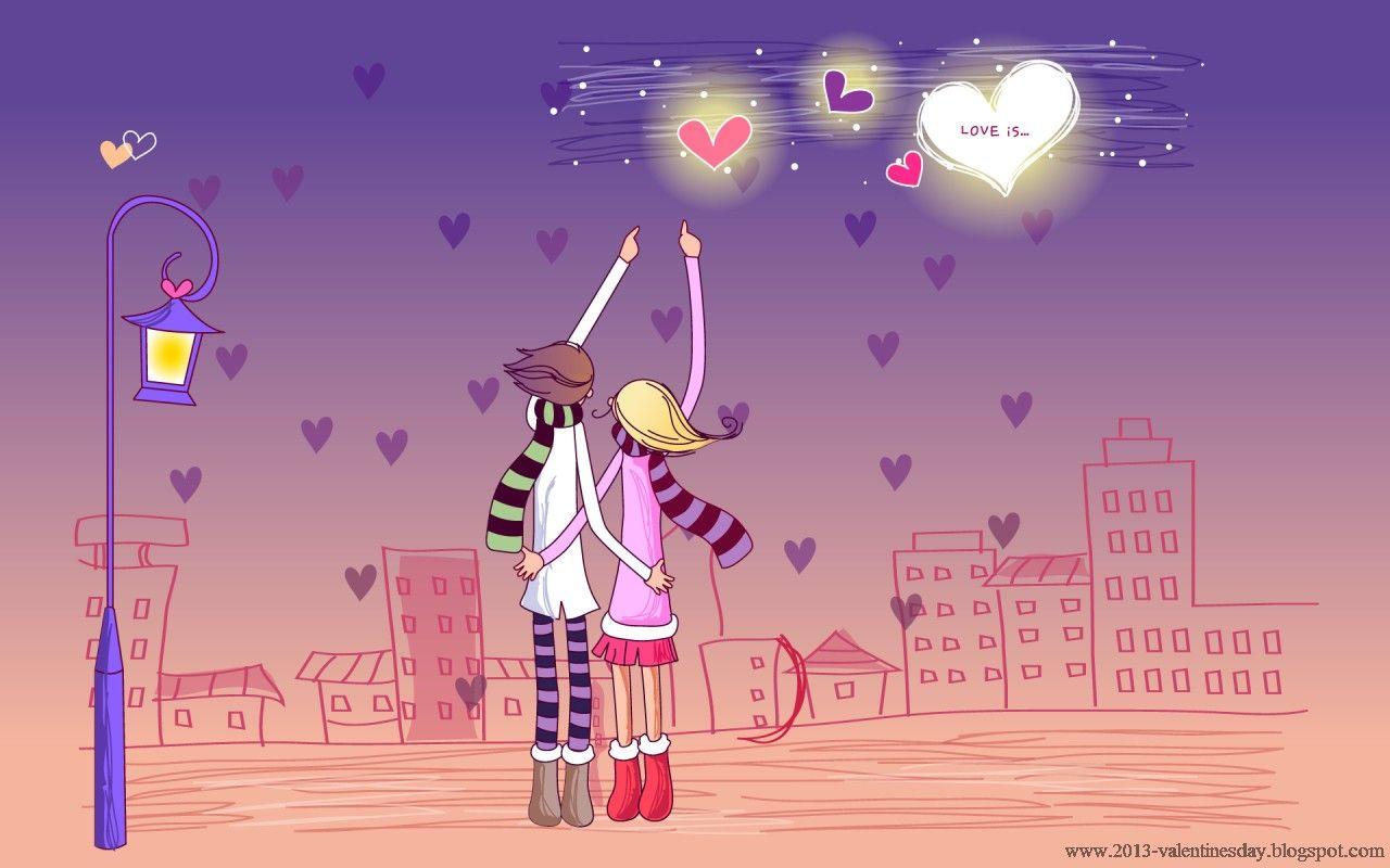 Cute Cartoon Couple Love HD wallpaper for Valentines day HAPPY