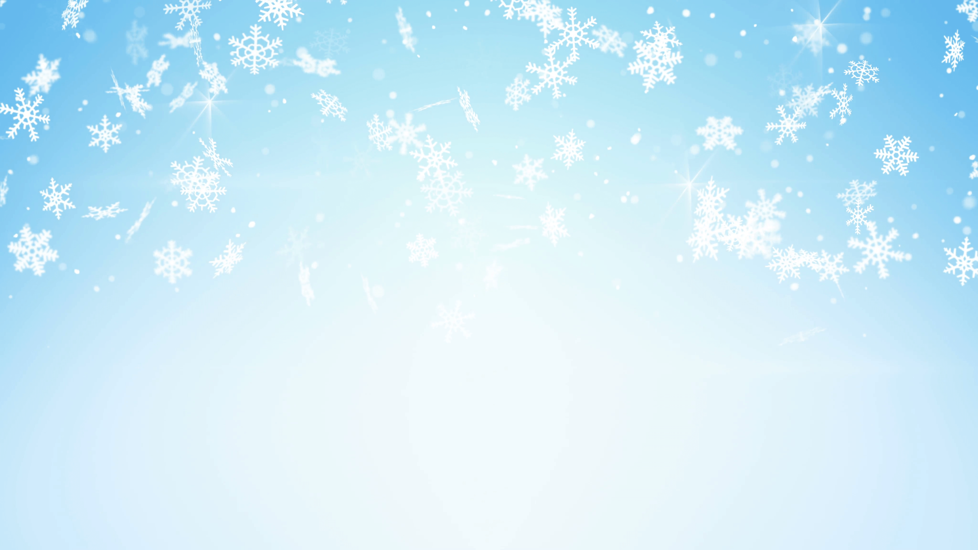 snowfall on light blue seamless loop christmas background 4k