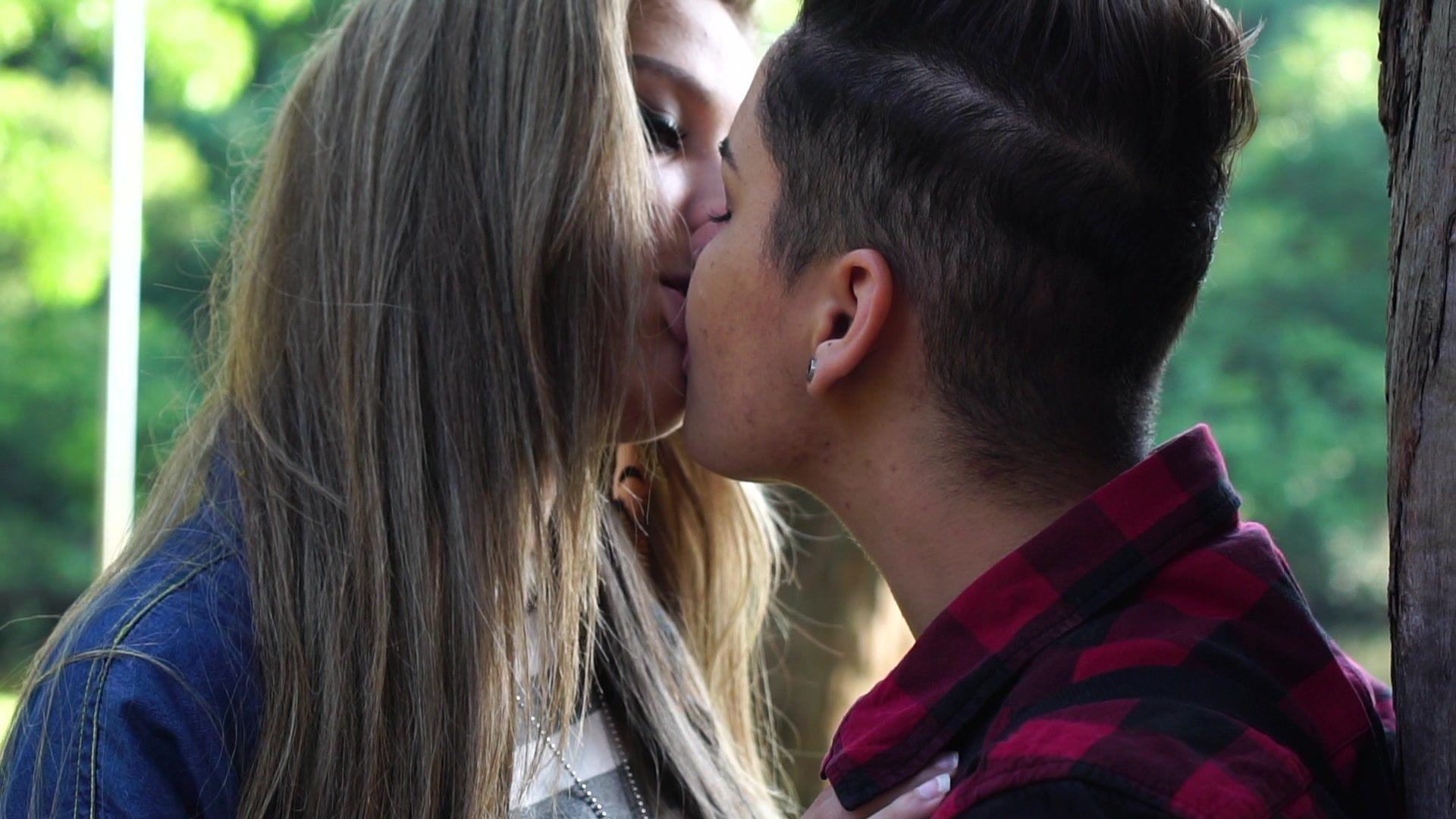 Lesbian Couple Kissing Stock Video