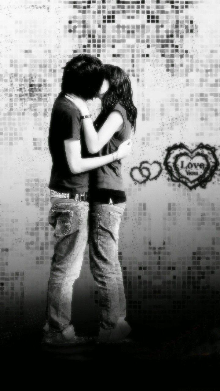 Free HD Black White Kissing Couple Wallpaper Download