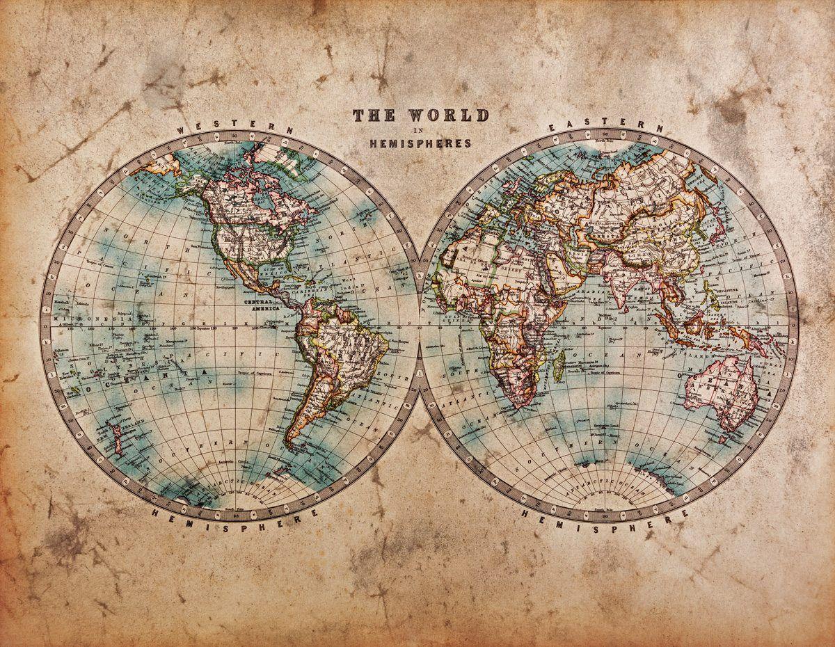 Vintage World Map Wallpaper Wall Mural by LoveAbode.com