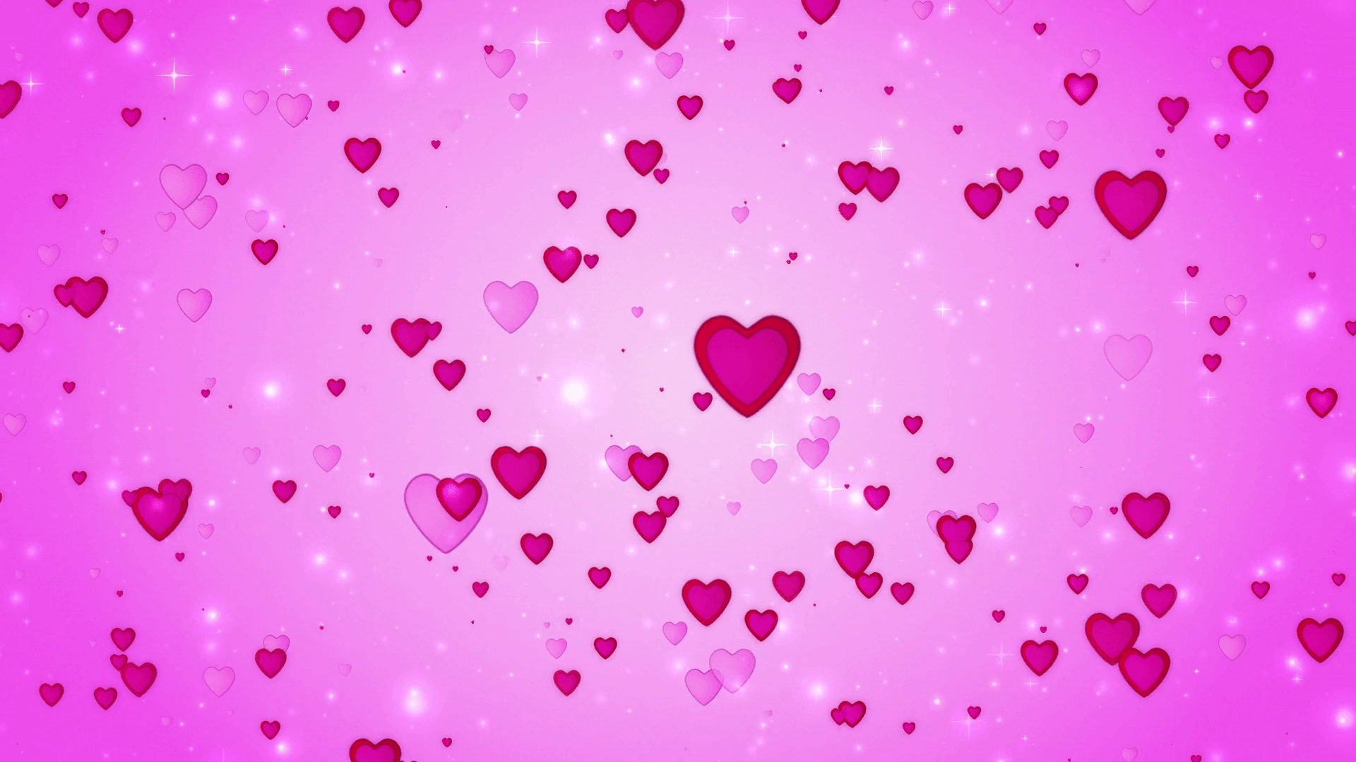 Romantic wedding pink background. The movement of red hearts. Love