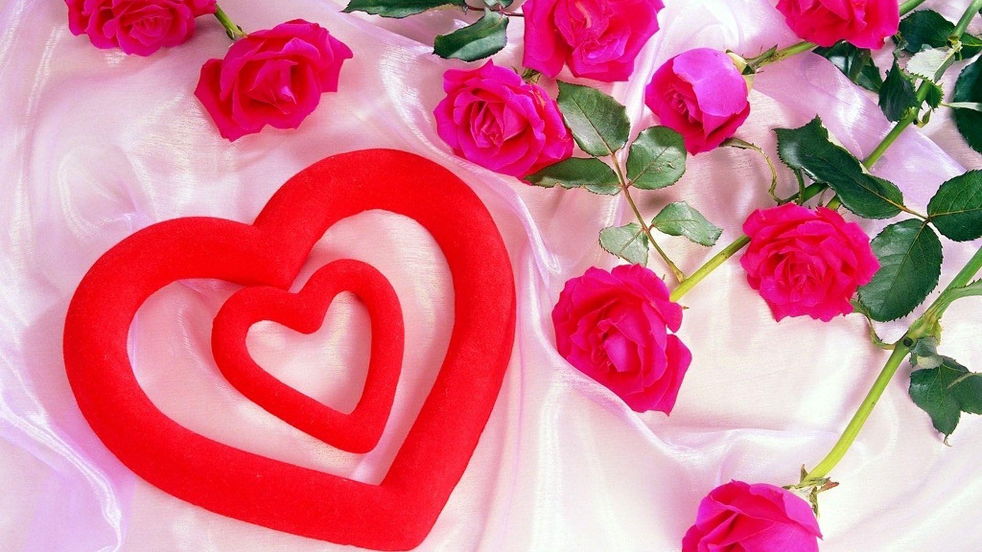 Rose With Love Heart Wallpaper. HD Desktop Background