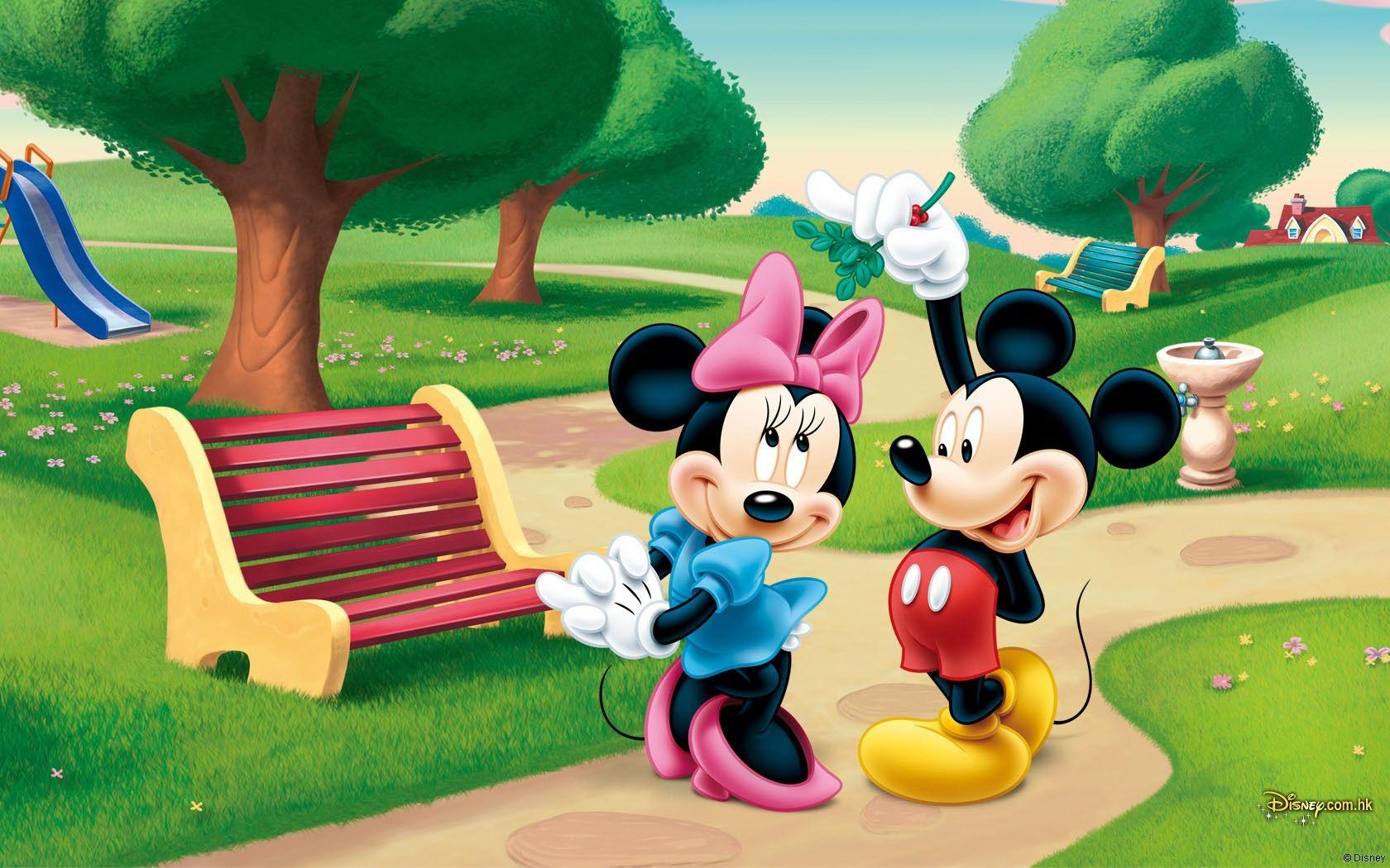 Mickey and Minnie Mouse Cartoon HD Wallpaper for iPad