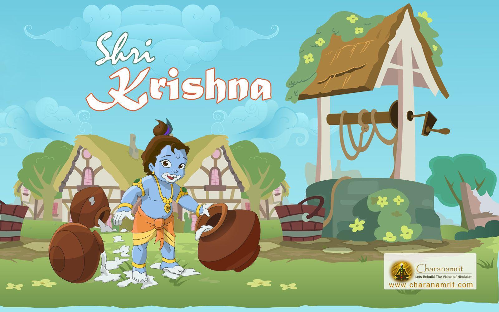 Makhan Chor Shri Bal Krishna beautiful 3D HD Wallpaper for free