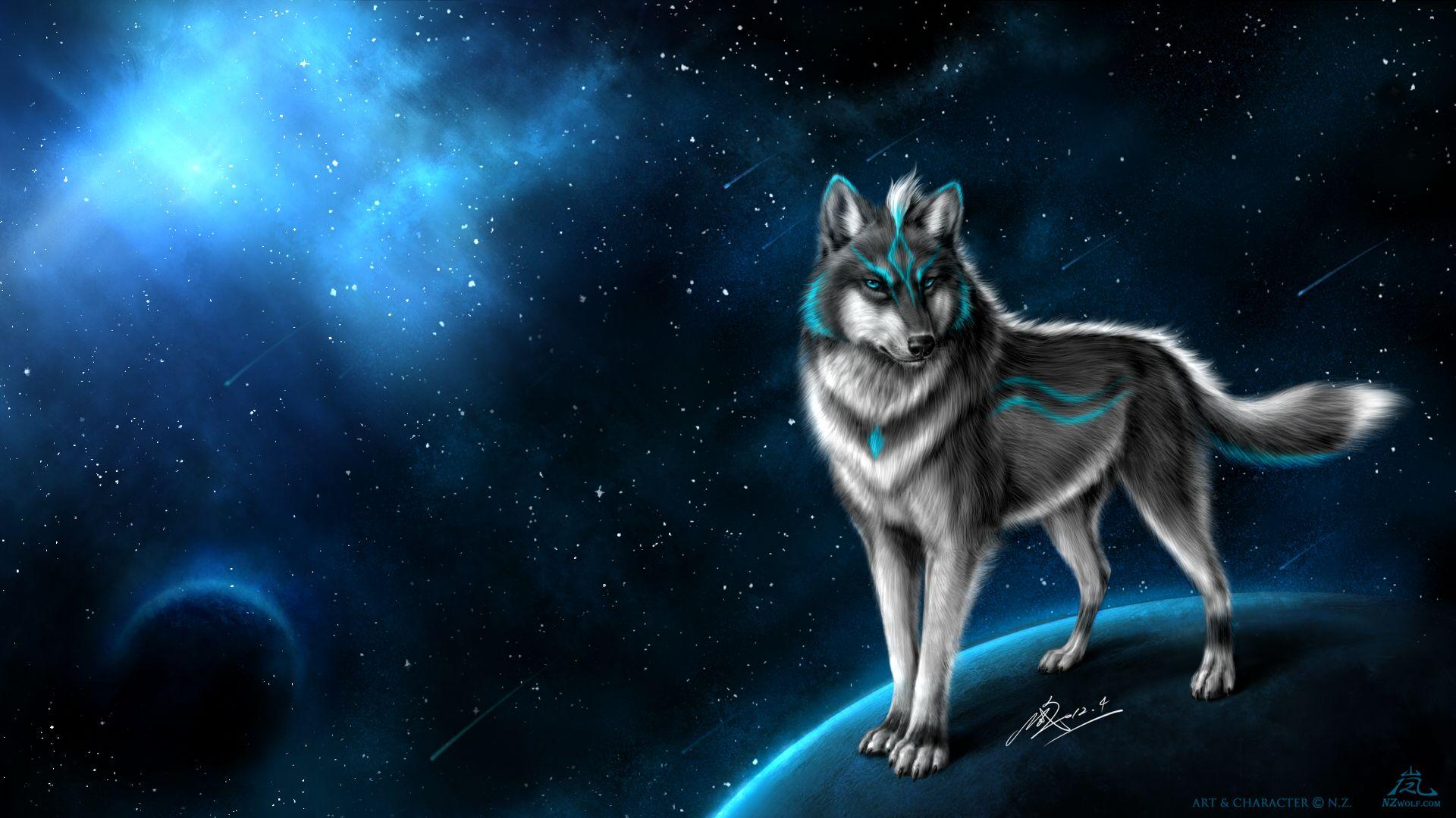 Nicker11500 image Guardian wolf of the blue moon HD wallpaper