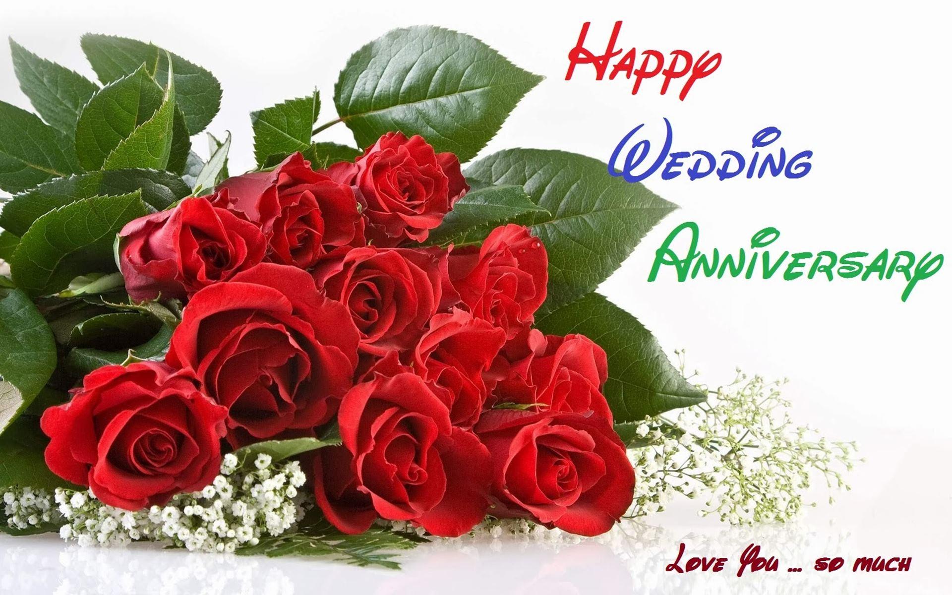 Happy Wedding Anniversary With Beautiful Roses HD Wallpaper