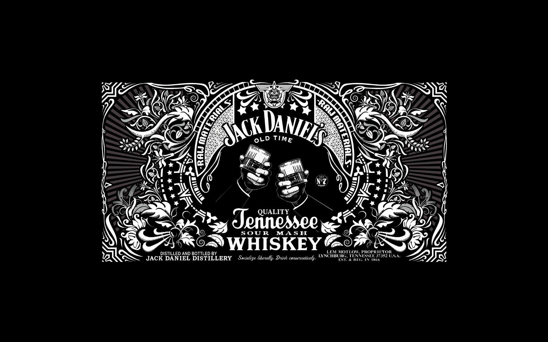 Jack daniels alcohol black background bottles drinks wallpaper