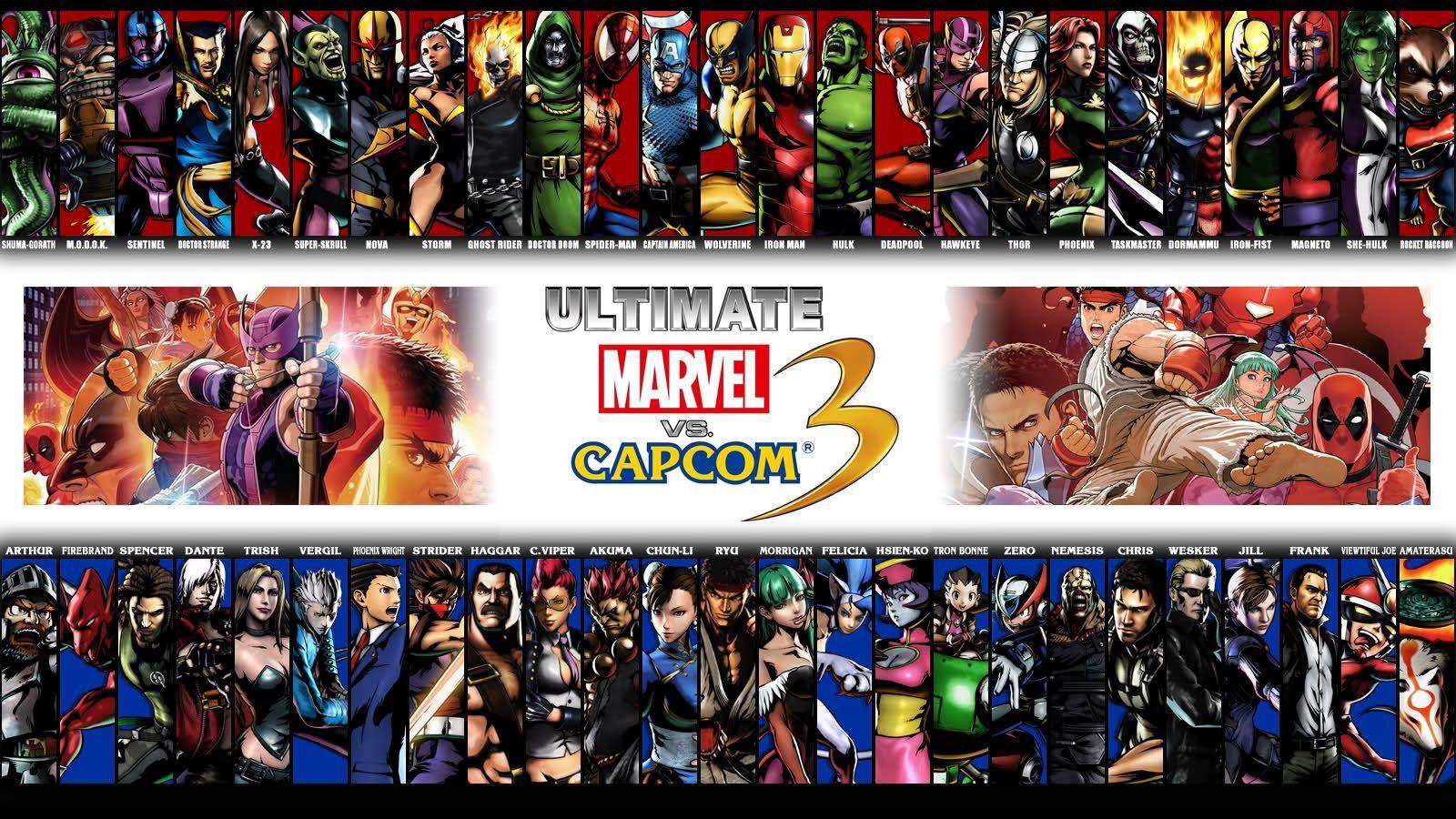 ultimate marvel vs capcom 3 characters list