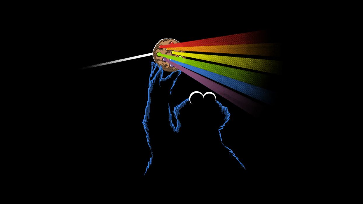 Pink Floyd Dark Side of the Moon Black Cookie Monster wallpaperx1080