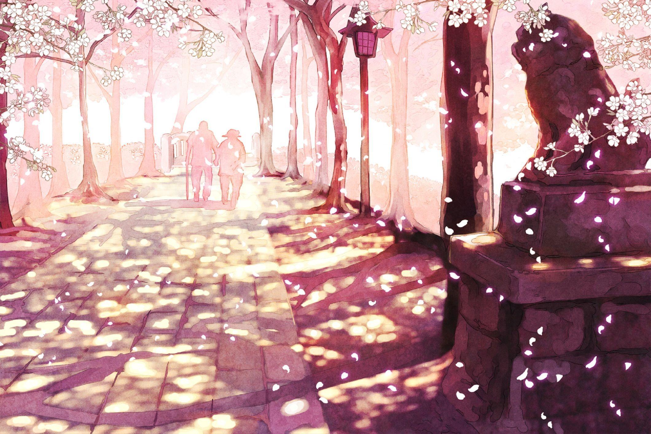 Sakura Anime Scenery Wallpaper Desktop Wallpaper. Anime