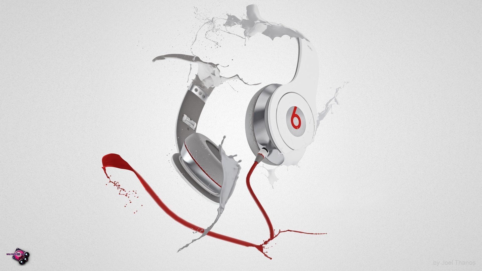 HD Background Beats Audio Logo Red Black Symbol Wallpaper 1366×768