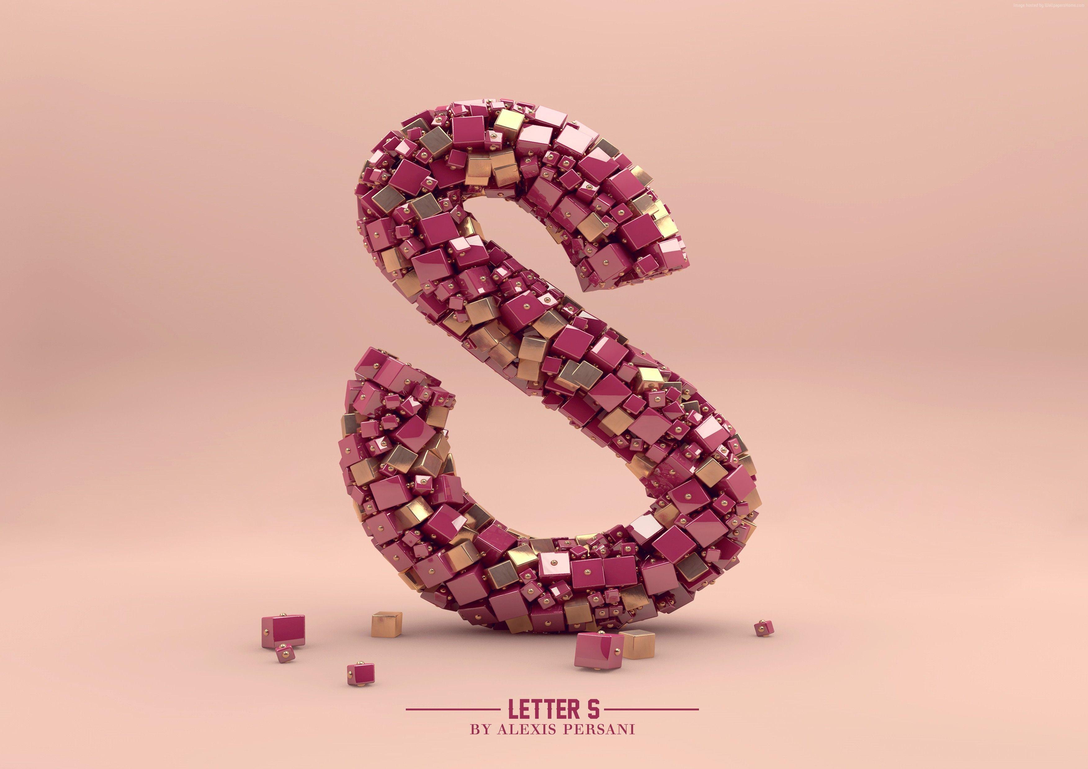 Wallpaper letter, typography, abstract, 3D, 4k, Abstract
