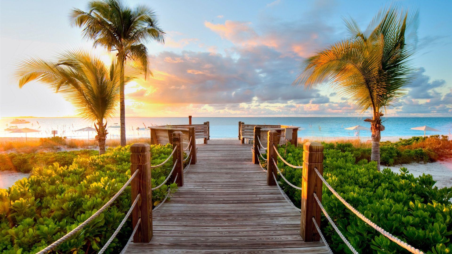 Paradise Beach Sunset HD Wallpaper