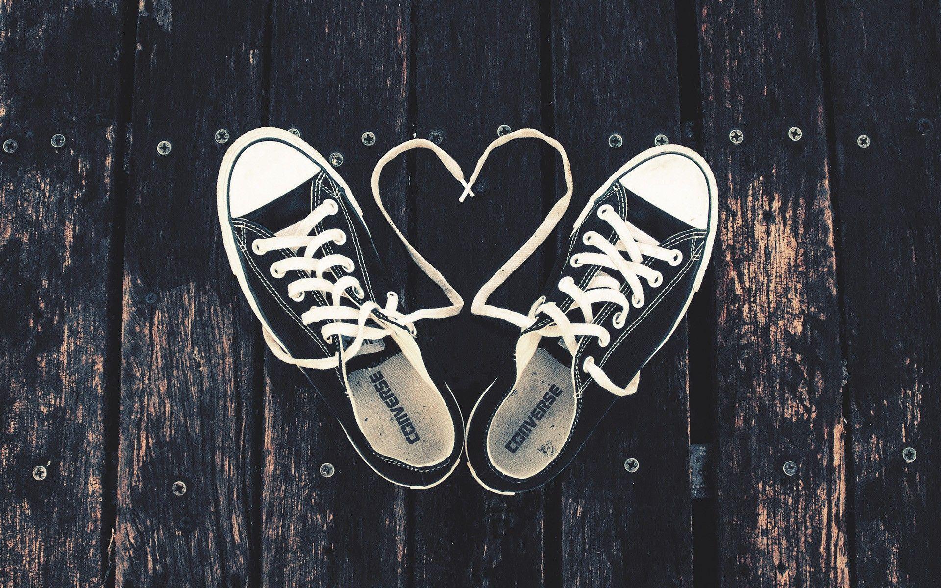 Converse Sneakers Heart Shape Shoelaces Desktop Wallpaper