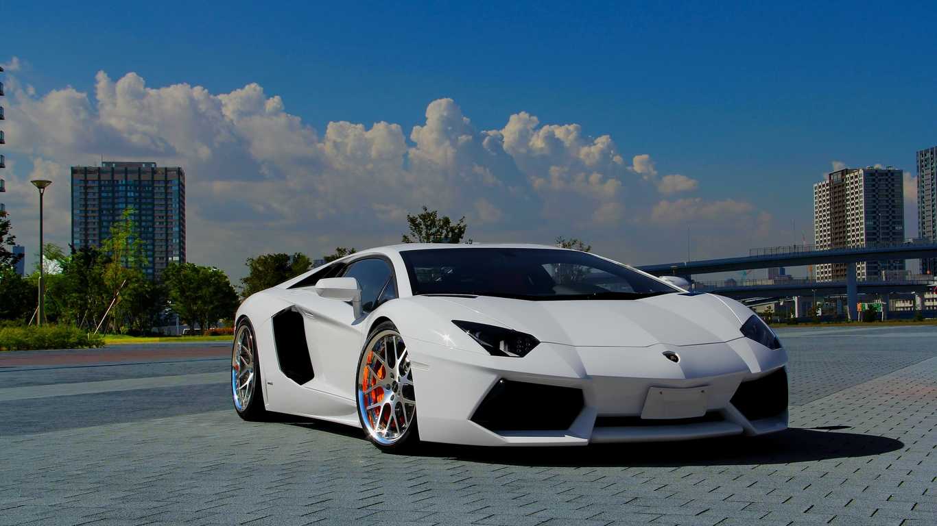 White Lamborghini Aventador HD Wallpaper High Resolution Background