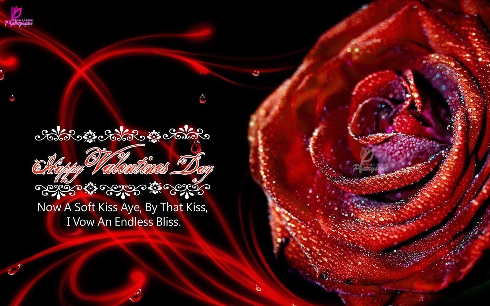 Happy Valentines Day Wishes eCard Beautiful Red Rose for Lover
