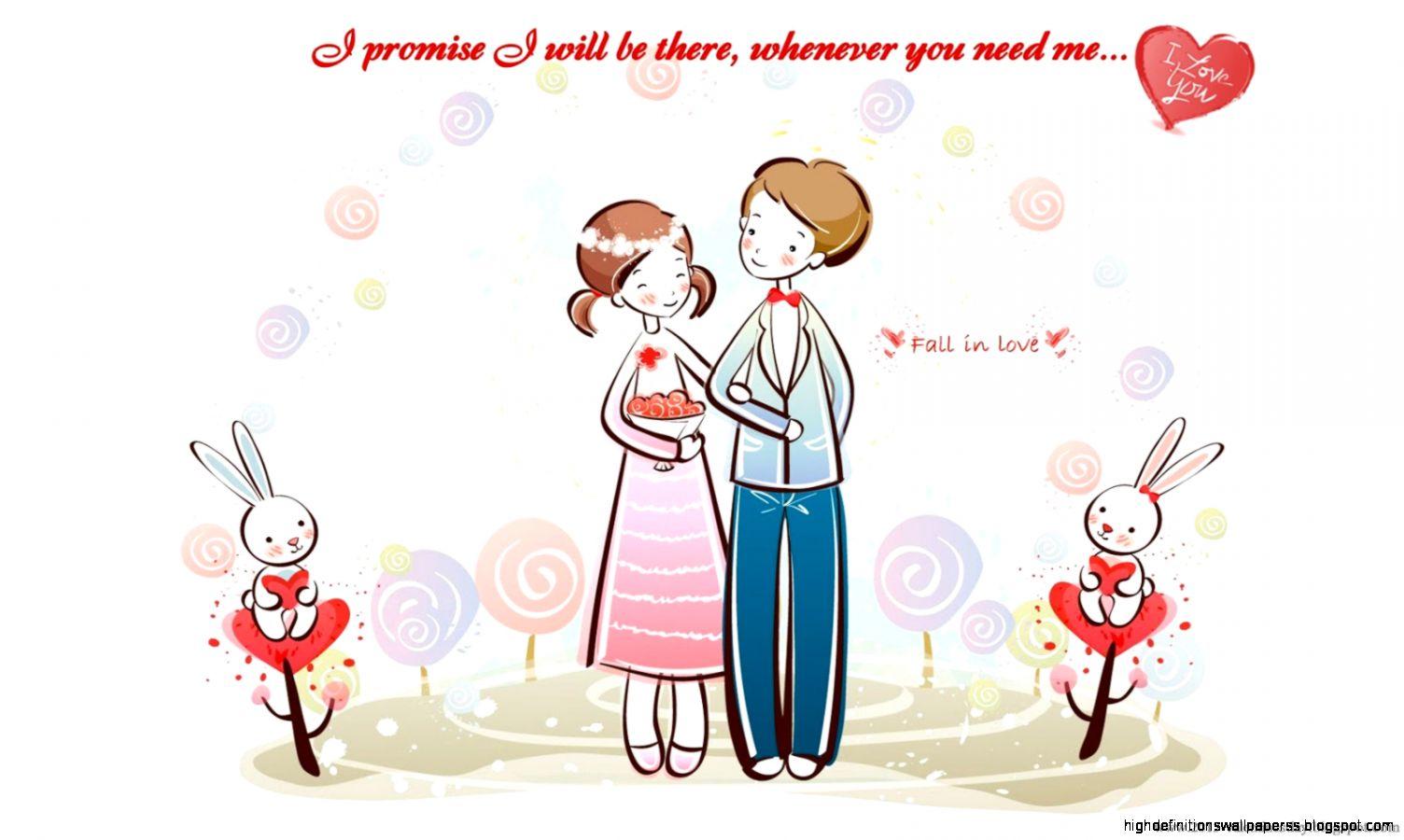 Wallpaper Valentine Cartoon Fall In Love Wallpaper HD. High