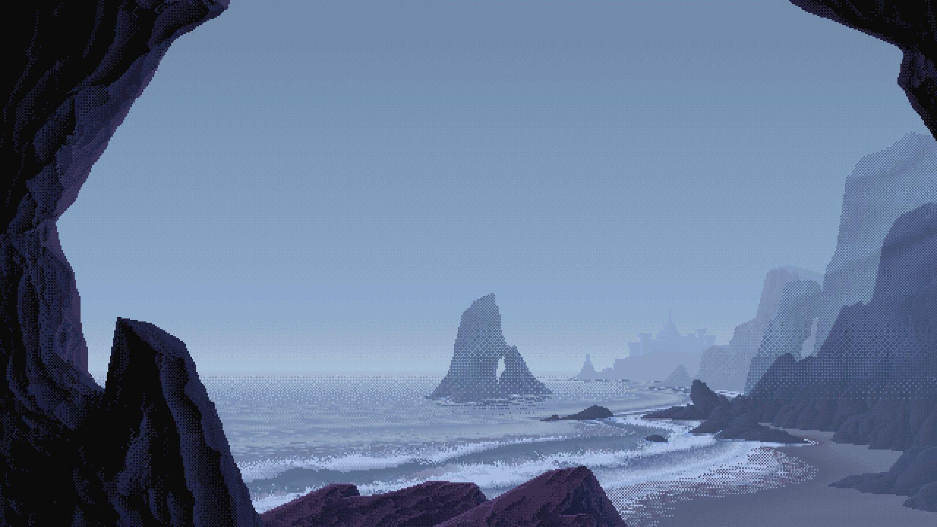 16 Bit Ocean View [1920x1080]. Pixel Art, HD Wallpaper