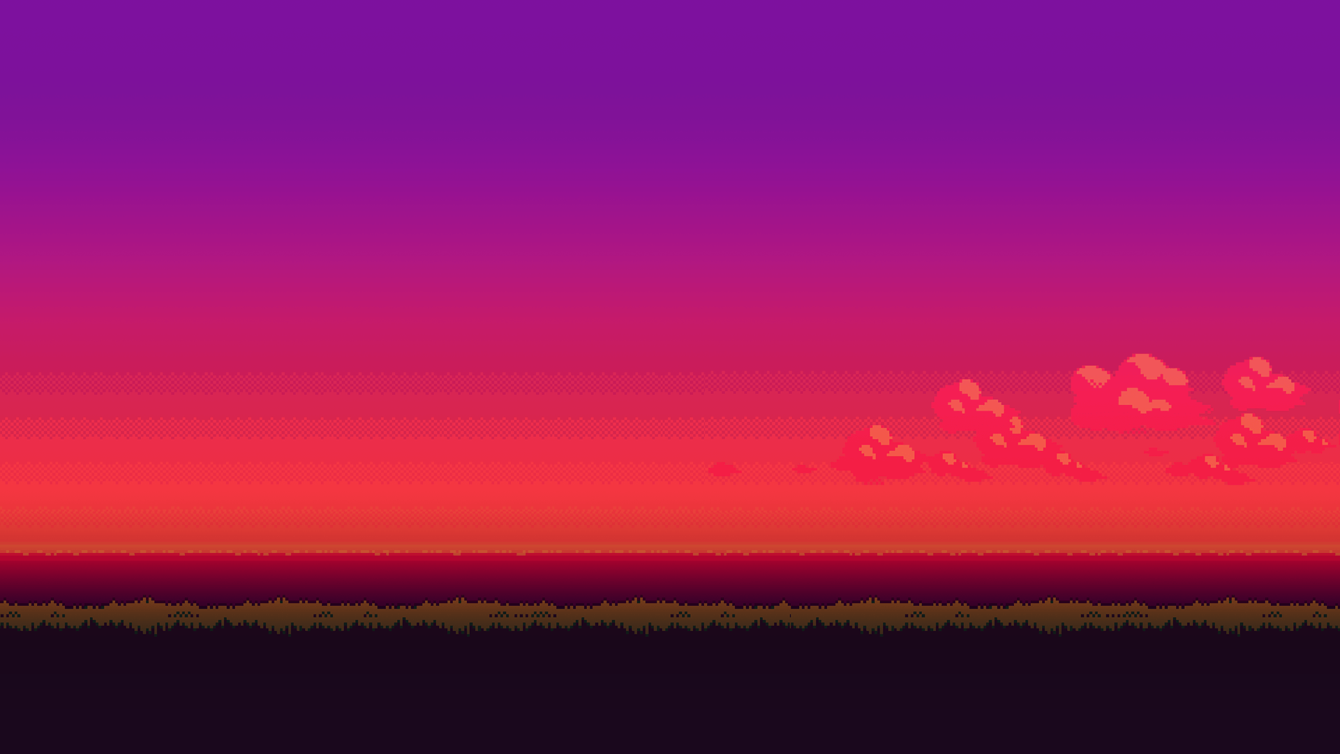 Wallpaper, landscape, sunset, pixel art, sunrise, evening, 16 bit
